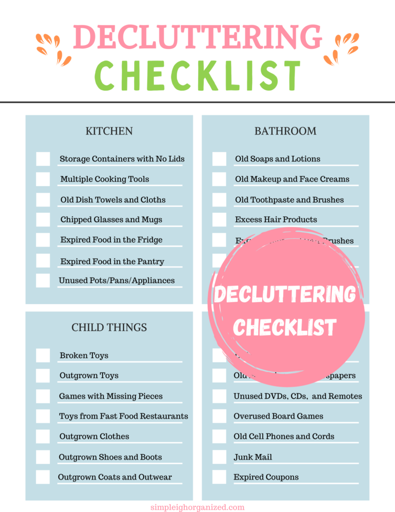 FREE DECLUTTERING CHECKLIST SimpLeigh Organized
